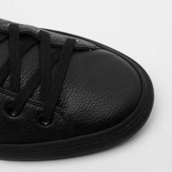Gucci Black Leather Tiger Patch High Top Sneakers Size 41