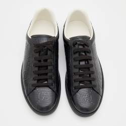Gucci Black Perforated GG Embossed Leather Ace Low Top Sneakers Size 44