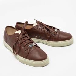 Pre Owned Gucci Brown Leather Miro Soft Low-Top Sneakers Size 44
