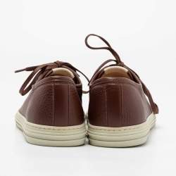 Pre Owned Gucci Brown Leather Miro Soft Low-Top Sneakers Size 44