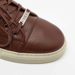 Pre Owned Gucci Brown Leather Miro Soft Low-Top Sneakers Size 44