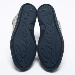 Pre Owned Gucci Blue/White GG Supreme Canvas and Leather Cap Toe High Top Sneakers Size 44.5