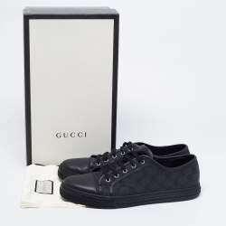 Pre Owned حذاء رياضي غوتشي كانفاس جي جي وجلد أخضر/أسود برباط مقاس 43.5