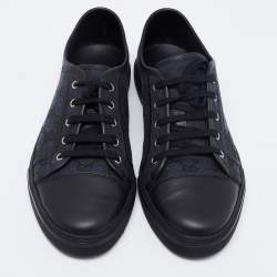 Pre Owned حذاء رياضي  غوتشي كانفاس جي جي وجلد أخضر/أسود برباط مقاس 43.5