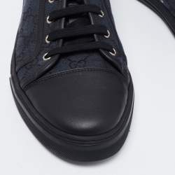 Pre Owned حذاء رياضي غوتشي كانفاس جي جي وجلد أخضر/أسود برباط مقاس 43.5