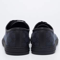 Pre Owned حذاء رياضي غوتشي كانفاس جي جي وجلد أخضر/أسود برباط مقاس 43.5