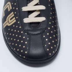 Gucci Black Star Print Leather Guccy Falacer Low Top Sneakers Size 41