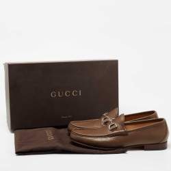 مملوكة مسبقًا Gucci Brown Leather Horsebit  Loafers Size 42