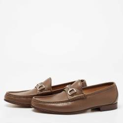 مملوكة مسبقًا Gucci Brown Leather Horsebit  Loafers Size 42