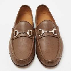مملوكة مسبقًا Gucci Brown Leather Horsebit  Loafers Size 42