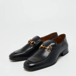 ممل وكة مسبقًا Gucci Black Leather Jordaan Horsebit Loafers Size 43