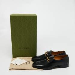مملوكة مسبقًا Gucci Black Leather Jordaan Horsebit Loafers Size 43
