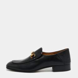 Pre Owned Gucci Black Leather Jordaan Loafers Size 44