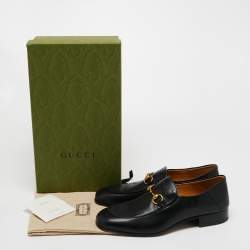 Pre Owned Gucci Black Leather Jordaan Loafers Size 44