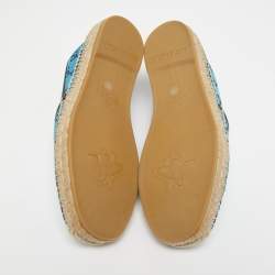 Gucci Blue  GG Canvas And Leather Slip On Espadrille Flats Size 41