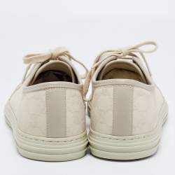 Gucci White/Grey GG Canvas and Leather Low Top Sneakers Size 43