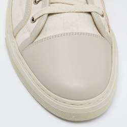 Gucci White/Grey GG Canvas and Leather Low Top Sneakers Size 43