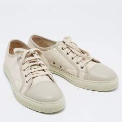 Gucci White/Grey GG Canvas and Leather Low Top Sneakers Size 43