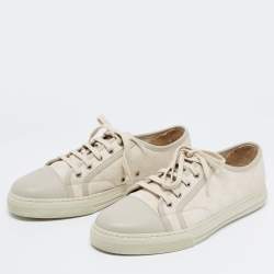 Gucci White/Grey GG Canvas and Leather Low Top Sneakers Size 43