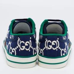 Pre Owned Gucci Blue Canvas Tennis 1977 Sneakers Size 43.5