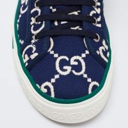 Pre Owned Gucci Blue Canvas Tennis 1977 Sneakers Size 43.5
