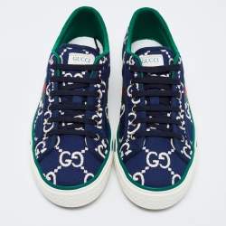 Pre Owned Gucci Blue Canvas Tennis 1977 Sneakers Size 43.5