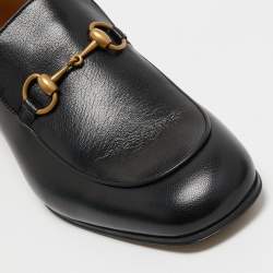 Pre Owned Gucci Black Leather Jordaan Horsebit Slip On Loafers Size 43