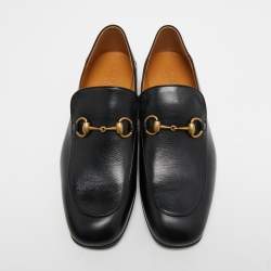 Pre Owned Gucci Black Leather Jordaan Horsebit Slip On Loafers Size 43