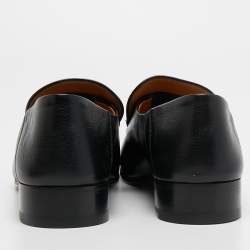 Pre Owned Gucci Black Leather Jordaan Horsebit Slip On Loafers Size 43