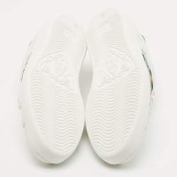 Pre Owned Gucci White Leather Gucci Band Embroidery Ace Sneakers Size 39.5