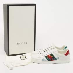 Pre Owned Gucci White Leather Gucci Band Embroidery Ace Sneakers Size 39.5