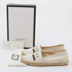 Gucci Off White Canvas Graphic Print Slip On Espadrilles Size 42