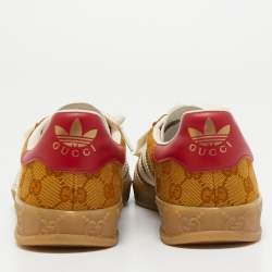 Pre Owned Gucci X Adidas Brown Canvas Gazelle Sneaker Size 42.5