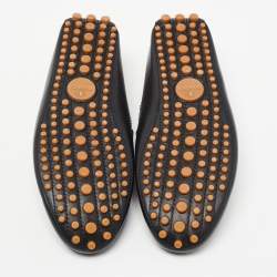 Gucci Black Leather Web Slip On Loafers Size 42