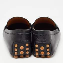 Gucci Black Leather Web Slip On Loafers Size 42