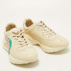Pre Owned Gucci x The North Face Cream Leather Rhyton Sneakers Size 43