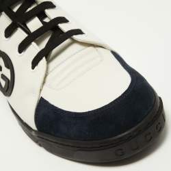 Gucci Navy Blue/White Suede and Leather CC Low Top Sneakers Size 43.5