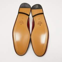 Gucci Red Leather Princetown Horsebit Flat Mules Size 44