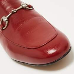Gucci Red Leather Princetown Horsebit Flat Mules Size 44