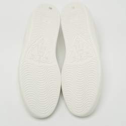 Pre Owned Gucci White Perforated Interlocking G Leather Ace Sneakers Size 44.5