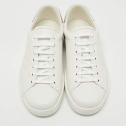 Pre Owned Gucci White Perforated Interlocking G Leather Ace Sneakers Size 44.5