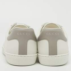 Pre Owned Gucci White Perforated Interlocking G Leather Ace Sneakers Size 44.5