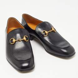 Pre Owned Gucci Black Leather Jordaan Loafers Size 43