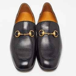 Pre Owned Gucci Black Leather Jordaan Loafers Size 43