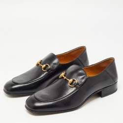 Pre Owned Gucci Black Leather Jordaan Loafers Size 43