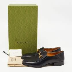 Pre Owned Gucci Black Leather Jordaan Loafers Size 43