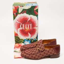 مملوكة مسبقًا Gucci Two Tone GG Canvas Jordaan Loafers Size 46.5