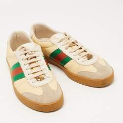 Pre Owned Gucci Tricolor Leather and Suede G74 Sneakers Size 46