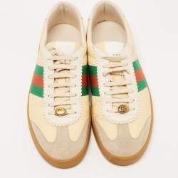 Pre Owned Gucci Tricolor Leather and Suede G74 Sneakers Size 46
