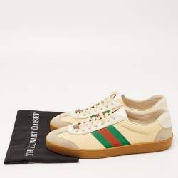 Pre Owned Gucci Tricolor Leather and Suede G74 Sneakers Size 46